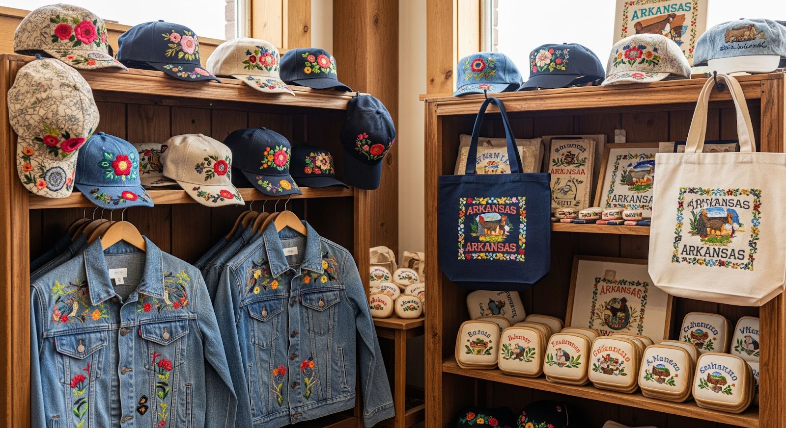 Where are VanWinkle Sports' embroidery shops located in Arkansas?  Batesville and Searcy