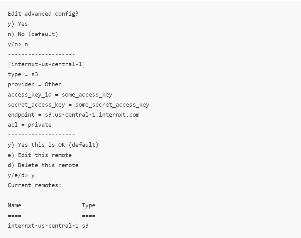 Rclone finalize configuration