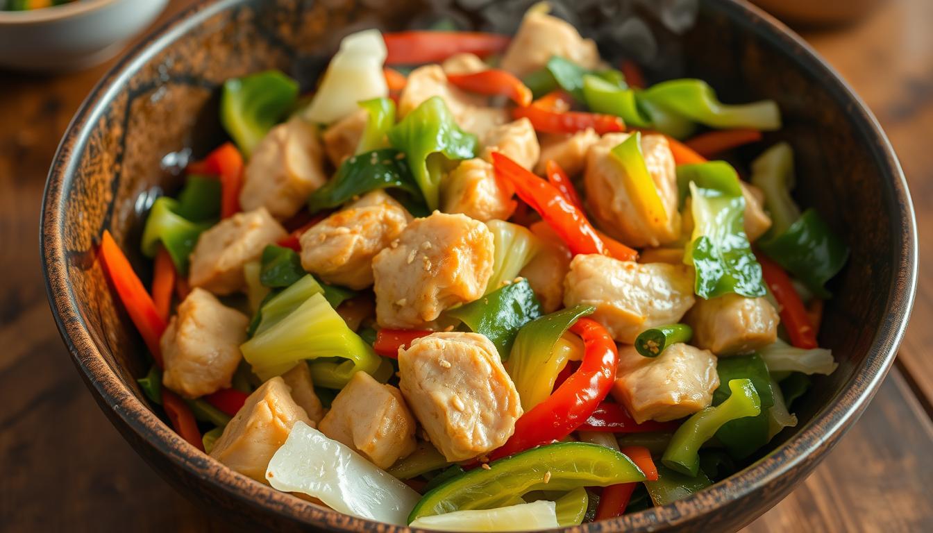 chicken and cabbage stir fry