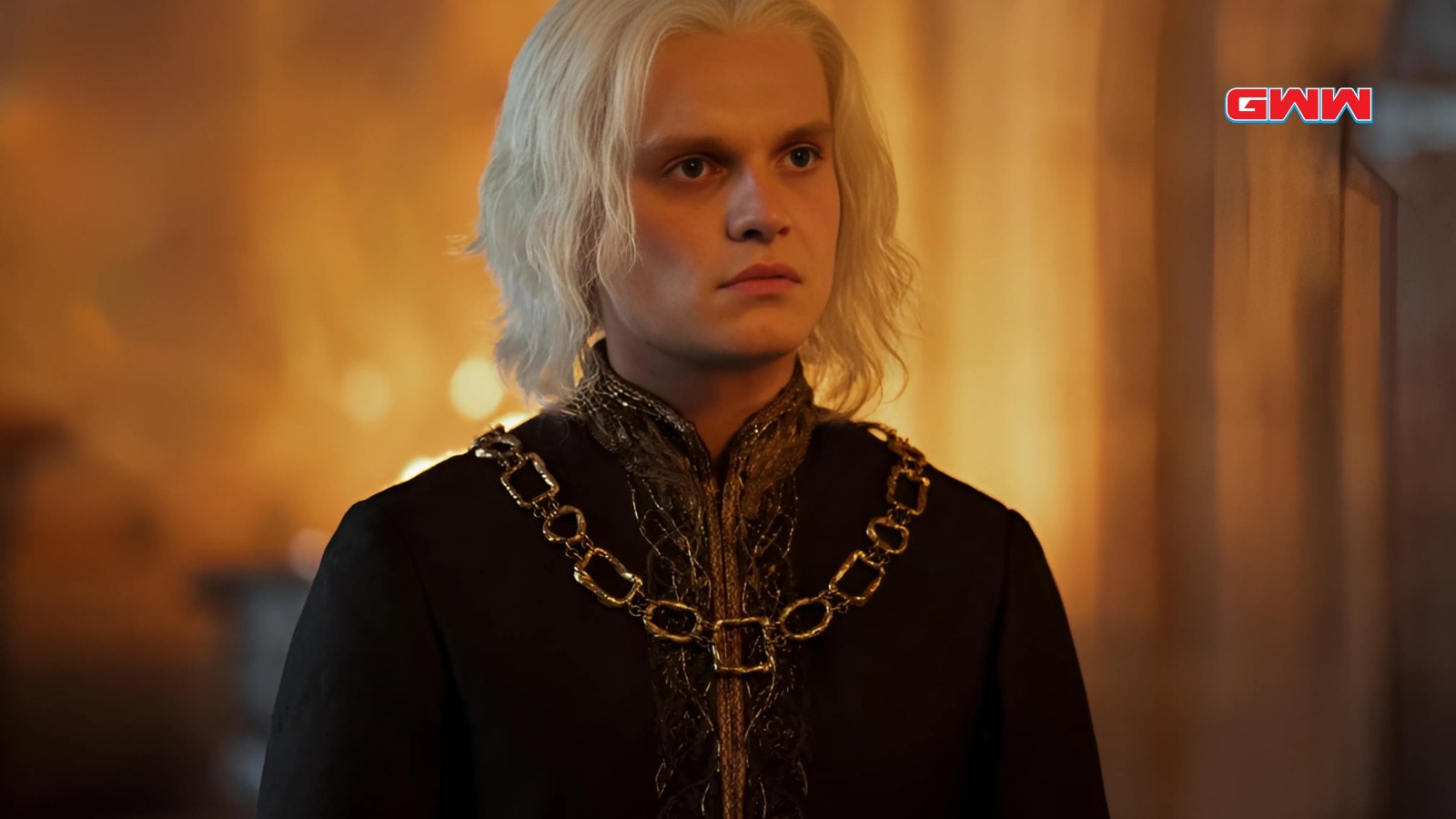 Tom Glynn-Carney as Aegon II Targaryen in royal black attire