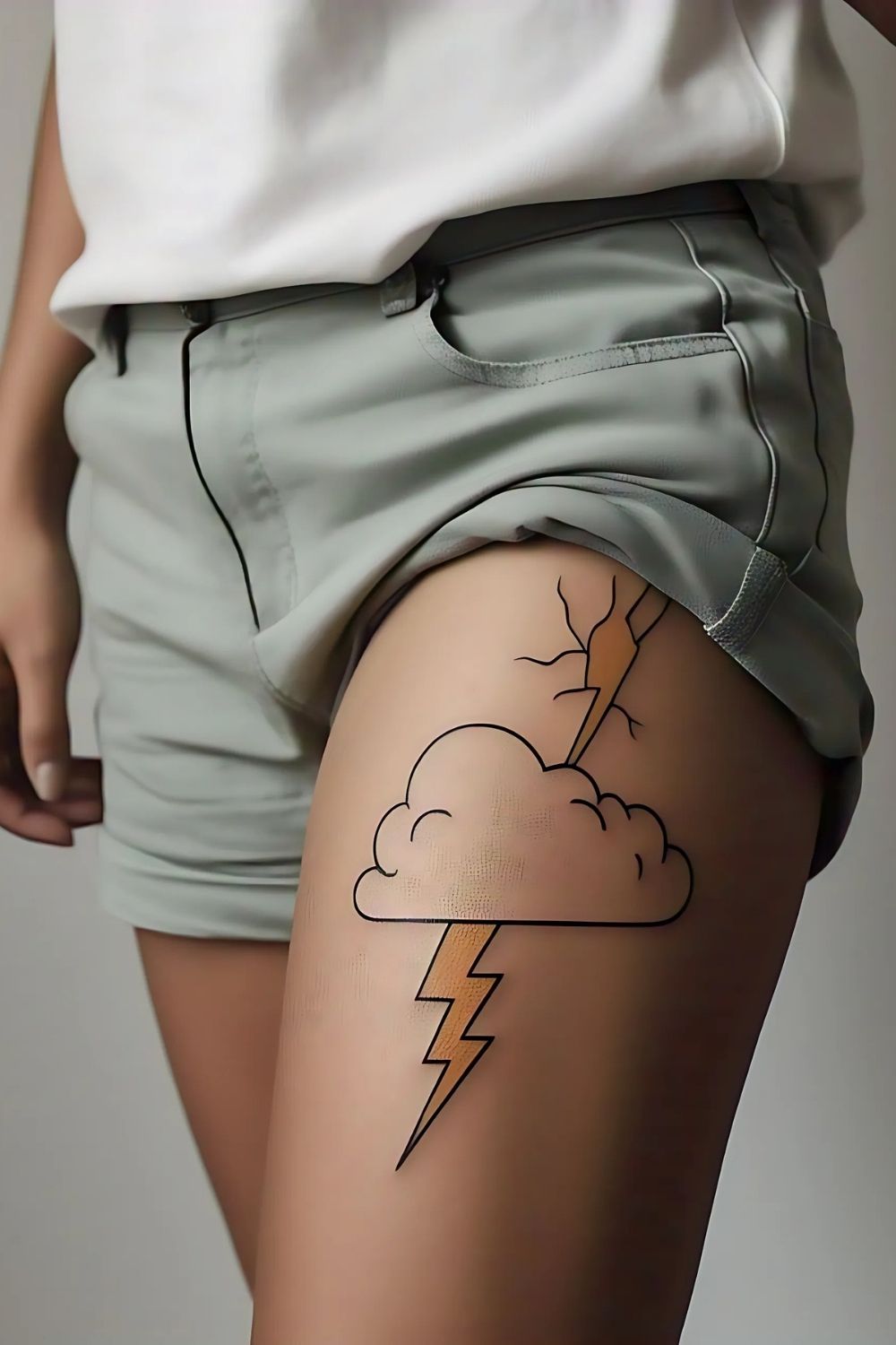 Cloud with Lightning Bolt Thigh