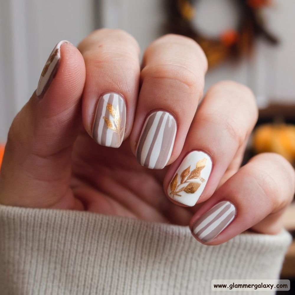 Thanksgiving Nail Designs having Elegant Thanksgiving Neutral Tones
