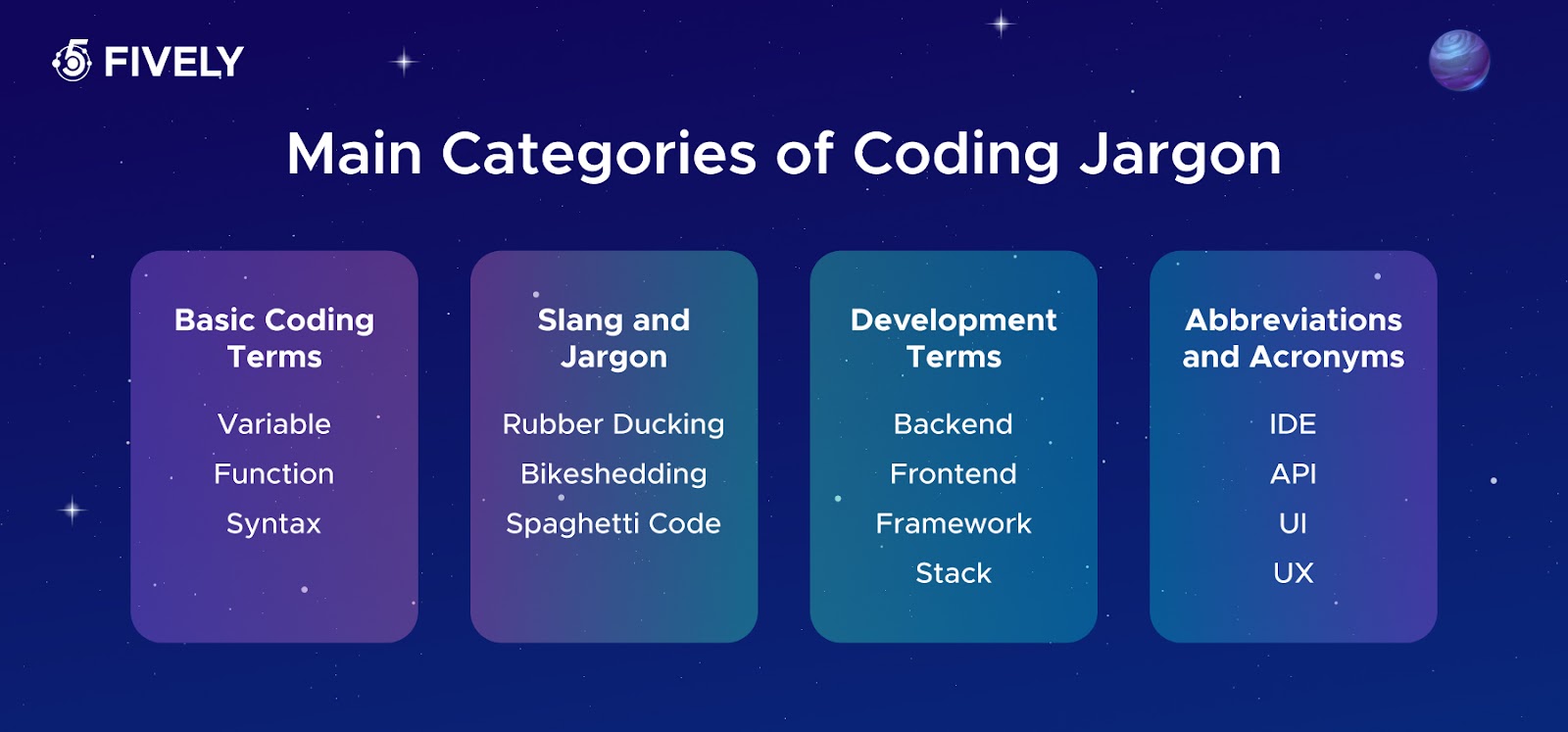 Main categories of coding jargon
