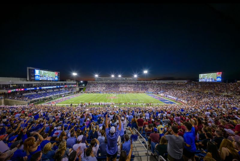 SMU's student body fills the stadium in the teams matchup against FSU.