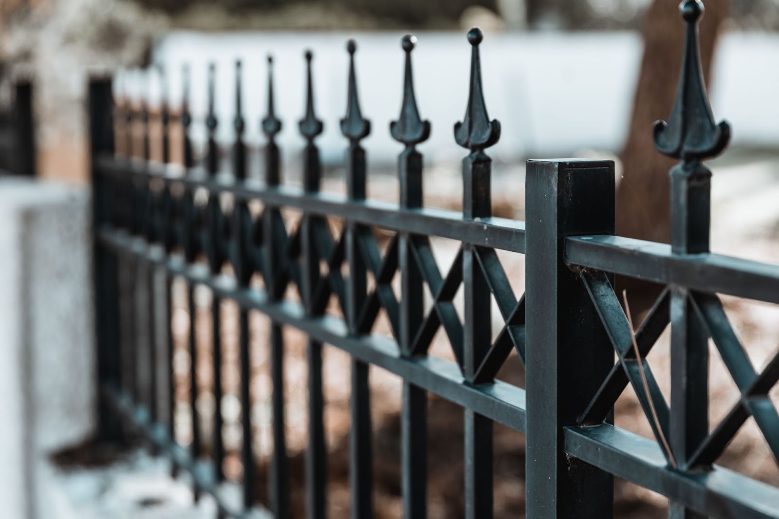 A decorative aluminum fence. 