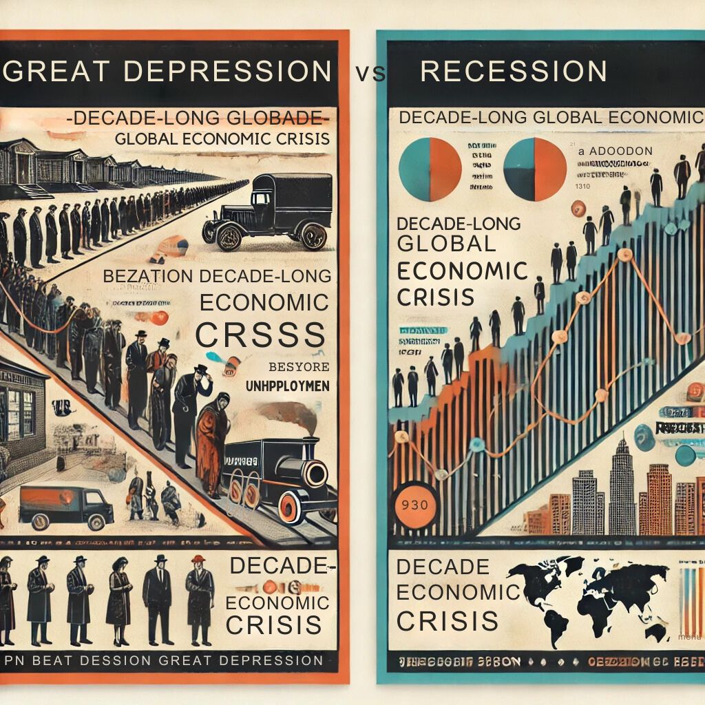 difference between great depression and recession