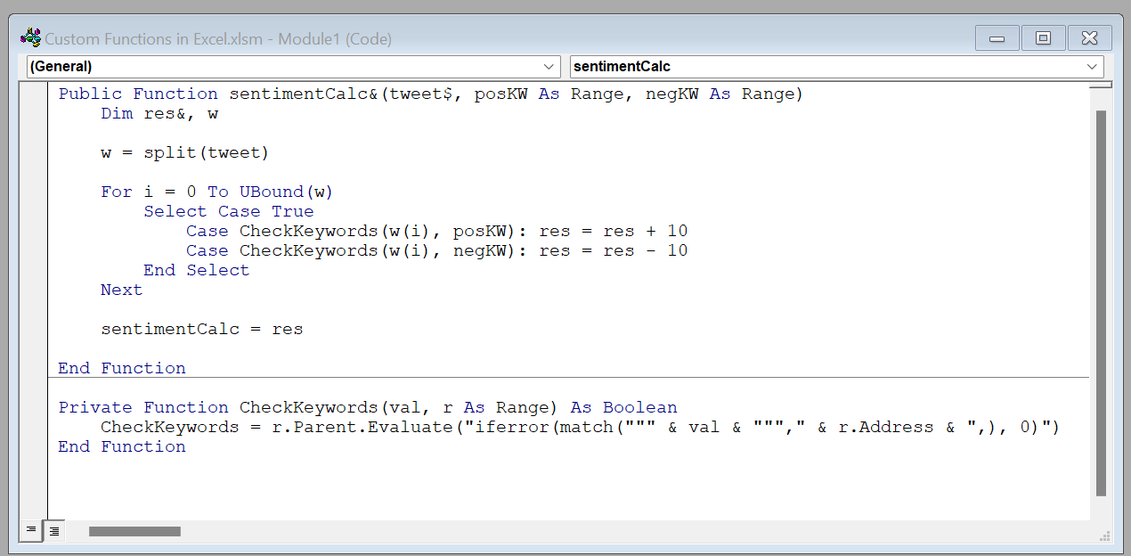 custom functions in excel