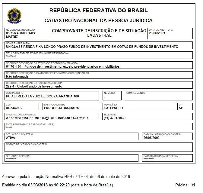Informe de rendimentos Uniclass Renda Fixa LP FICFI