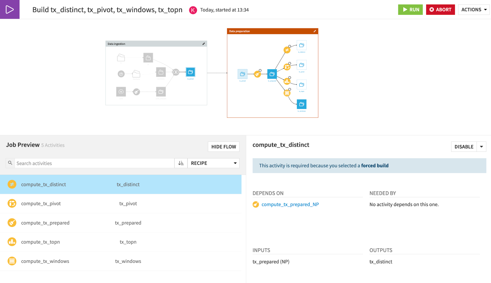 flow zone from scenarios Dataiku