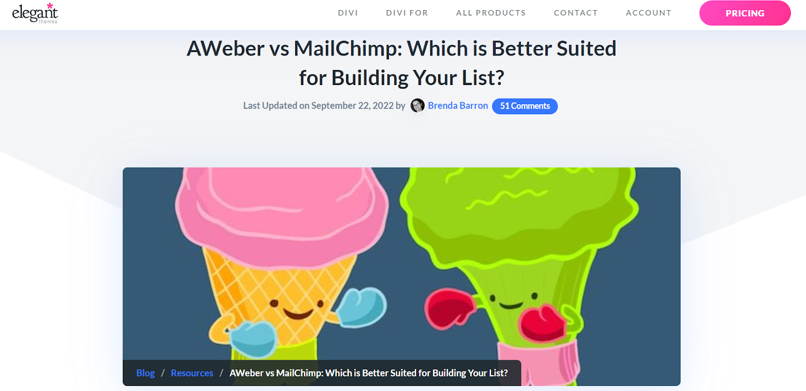 AWeber vs MailChimp: Which is Better Suited for Building Your List? by Elegant Themes - one of the best examples of a blog post