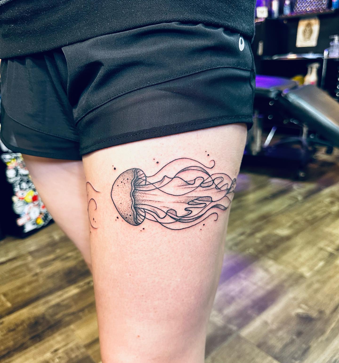 Jellyfish Thigh Tattoo