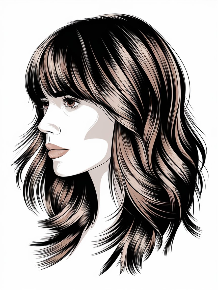 24. Layered Hair with Peek-a-Boo Bangs