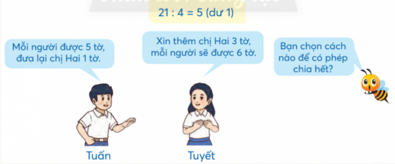 BÀI 35.EM LÀM ĐƯỢC NHỮNG GÌ ?LUYỆN TẬPBài 1: Tính nhẩma) 2 x 4                                             b) 6 : 3                                  c) 40 x 5    20 x 3                                              60 : 3                                    200 : 5    200 x 4                                            600 : 3                                  200 : 4Giải nhanh:a)  8                                      b) 2                            c) 200    60                                         20                                40    800                                       200                              50Bài 2: Tính giá trị của biểu thứca) 96 : 3 – 8                                                           b) 800 + 50 x 4 Giải nhanh:a) 24b) 1000Bài 3: Chọn ý trả lời đúnga) Nhân một số với 0 được tích là:A. chính số đó                        B. 1                          C. 0b) Trong các phép chia có dư với số chia là 3, số dư lớn nhất là:A. 3                                        B. 2                          C. 1c) Trong hình trên, phần bánh đã được viết là:A. 12                 B. 13                     C. 14Giải nhanh:a) Cb) Bc) BBài 4: Số?Quan sát hình ảnh những lá cờ. Cúc được thưởng 12  số lá cờ đó.Tâm được thưởng 13 số lá cờ đó.Số lá cờ mỗi bạn Cúc và Tâm được thưởng: Cúc ..?.. lá cờ, Tâm ..?.. lá cờGiải nhanh:Có tất cả 24 lá cờ.Cúc được thưởng 12 lá cờ, Tâm được thưởng 8 lá cờ.Bài 5 : Số ?Giải nhanh:Số lít nước mắm trong mỗi can20 l25 l2 lSố can đựng nước mắm5 can3 can16 canSố lít nước mắm trong các can100 l75 l32 l Bài 6: Có 3 can rỗng và 3 thùng đang đựng một số lít nước mắm (ghi ở mỗi thùng). Chọn thùng nào để rót hết nước mắm từ thùng đó vào 3 can thì vừa đầy?Giải nhanh:54 : 3 = 18 nên chọn thùng 54 lít để rót vào 3 can 18 l thì đầy.VUI HỌC