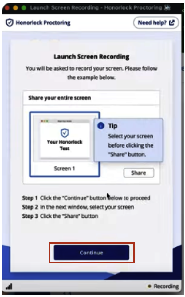 Select Continue button.
