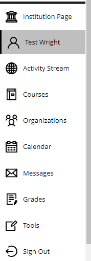 The left sidebar in Blackboard (the course delivery side of CACWT).