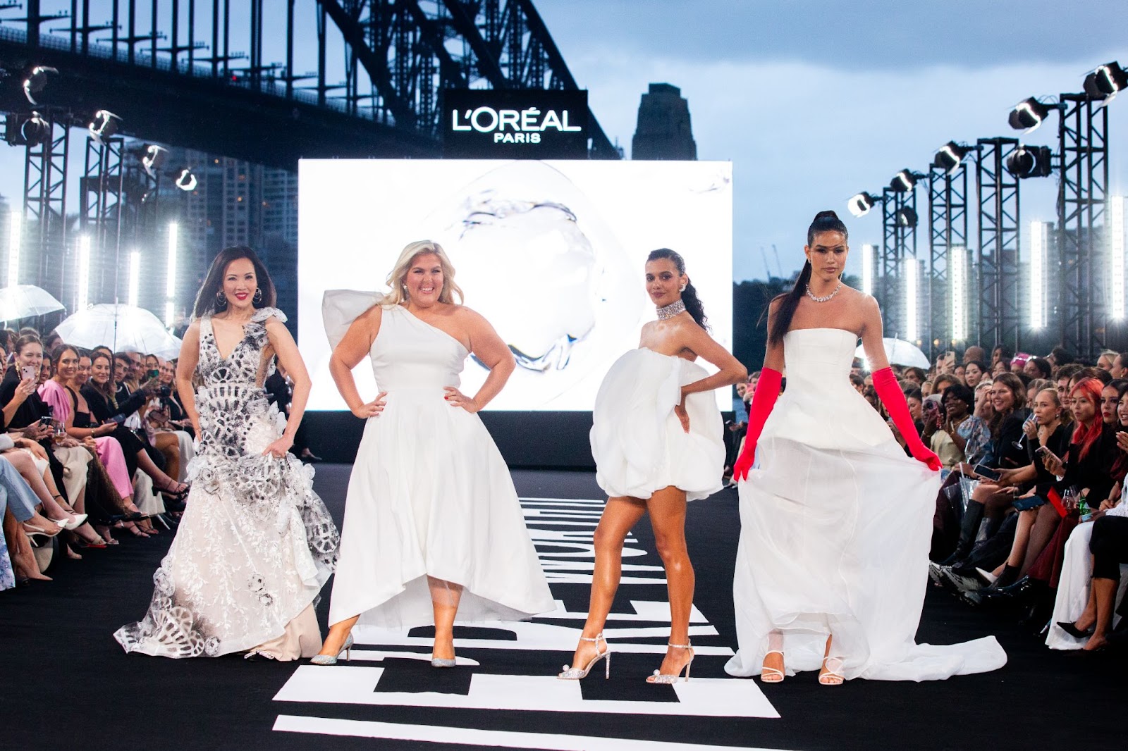 Dr Lee-Mei Yap, Ellen Malone, Madeleine Madden and Riley Minford at the L’Oreal Paris ‘Walk Your Worth Runway’ in Sydney