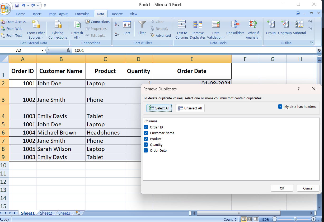 Remove Duplicates in Excel