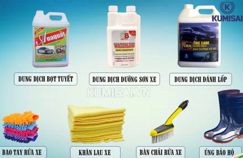 Một bộ dụng cụ rửa xe máy đầy đủ bao gồm những gì?