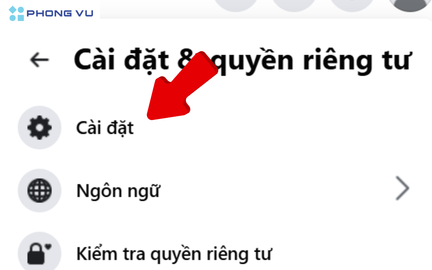 Chọn Cài đặt 