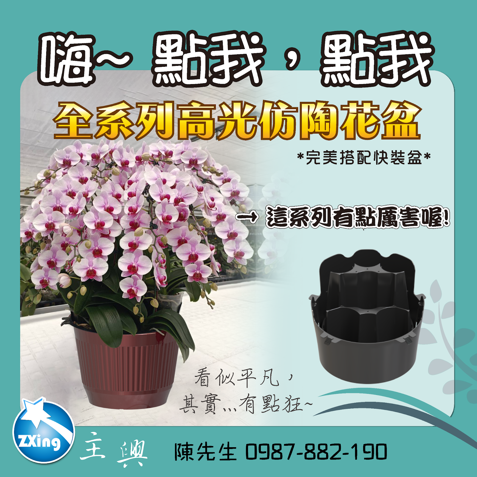 全系列仿陶瓷花盆 搭配快速組裝盆 主興塑膠花器工廠 七株蘭花組盆