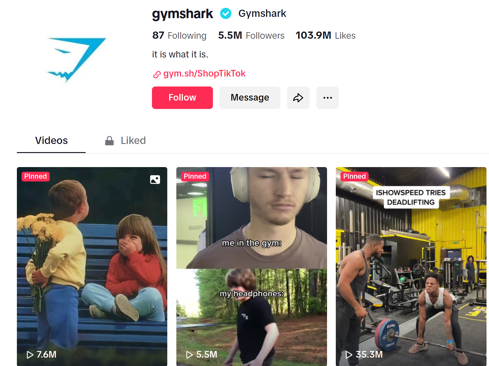 Gymshark na TikToku