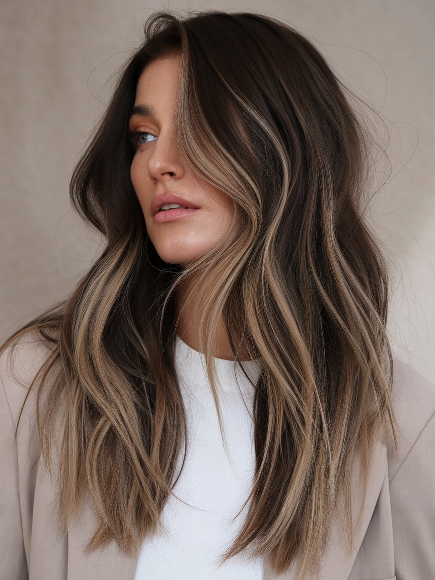 25. Long Layers with Cascading Honey Highlights