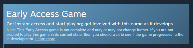 Early Access Game Steam