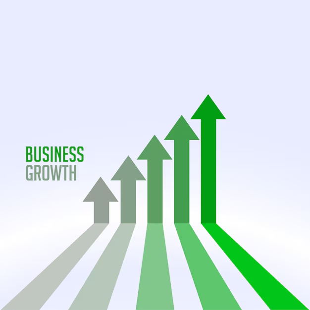 Arrows pointing upward and showing business growth