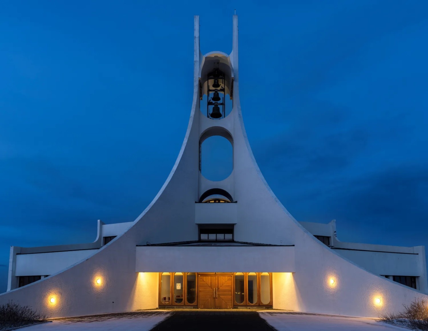 Front view of the Stykkishólmskirkja Church.