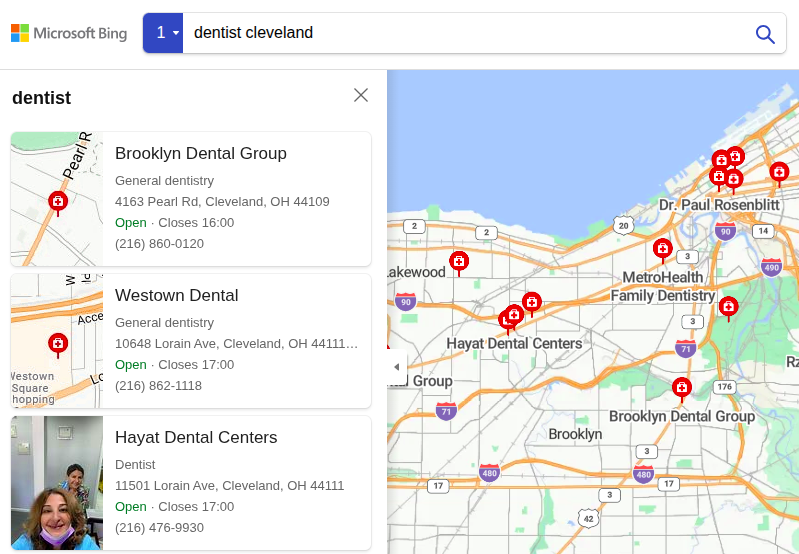Bing Places high-ranking listings don’t have photos.