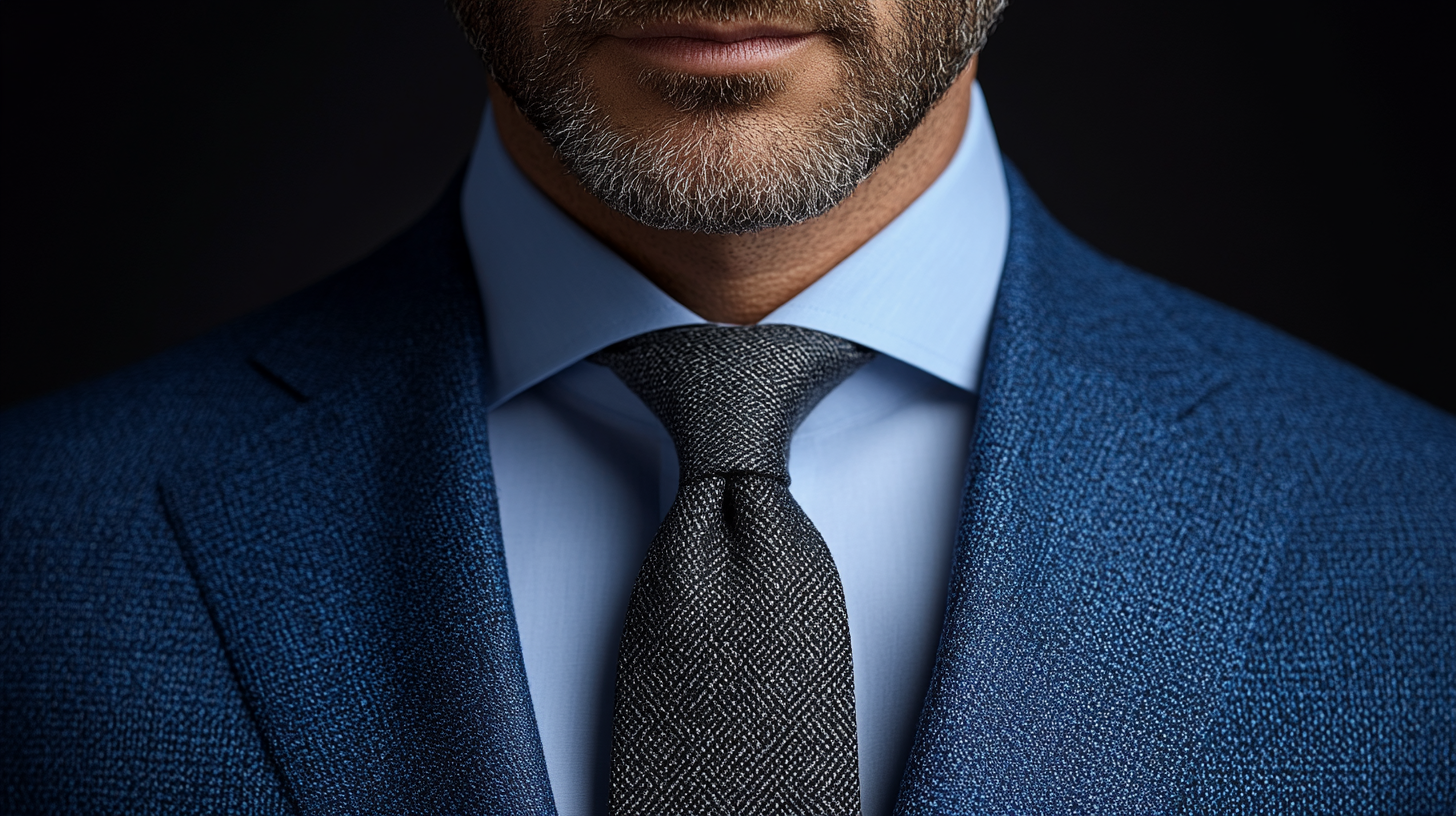 
A man wearing a blue suit with a charcoal grey tie. The charcoal grey tie adds a sleek, professional touch, creating a sophisticated and polished look. Ideal for business meetings, job interviews, or formal events, this combination balances elegance and subtlety.