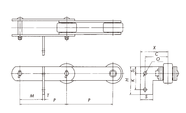 Cấu trúc Xích tải bước lớn có tay gá AF2