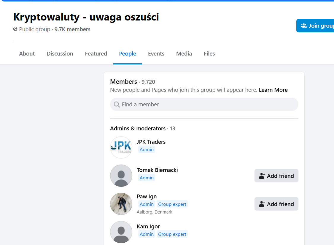 Fałszywa grupa „Kryptowaluty - uwaga oszuści”. Nie ufaj im! - INFBusiness