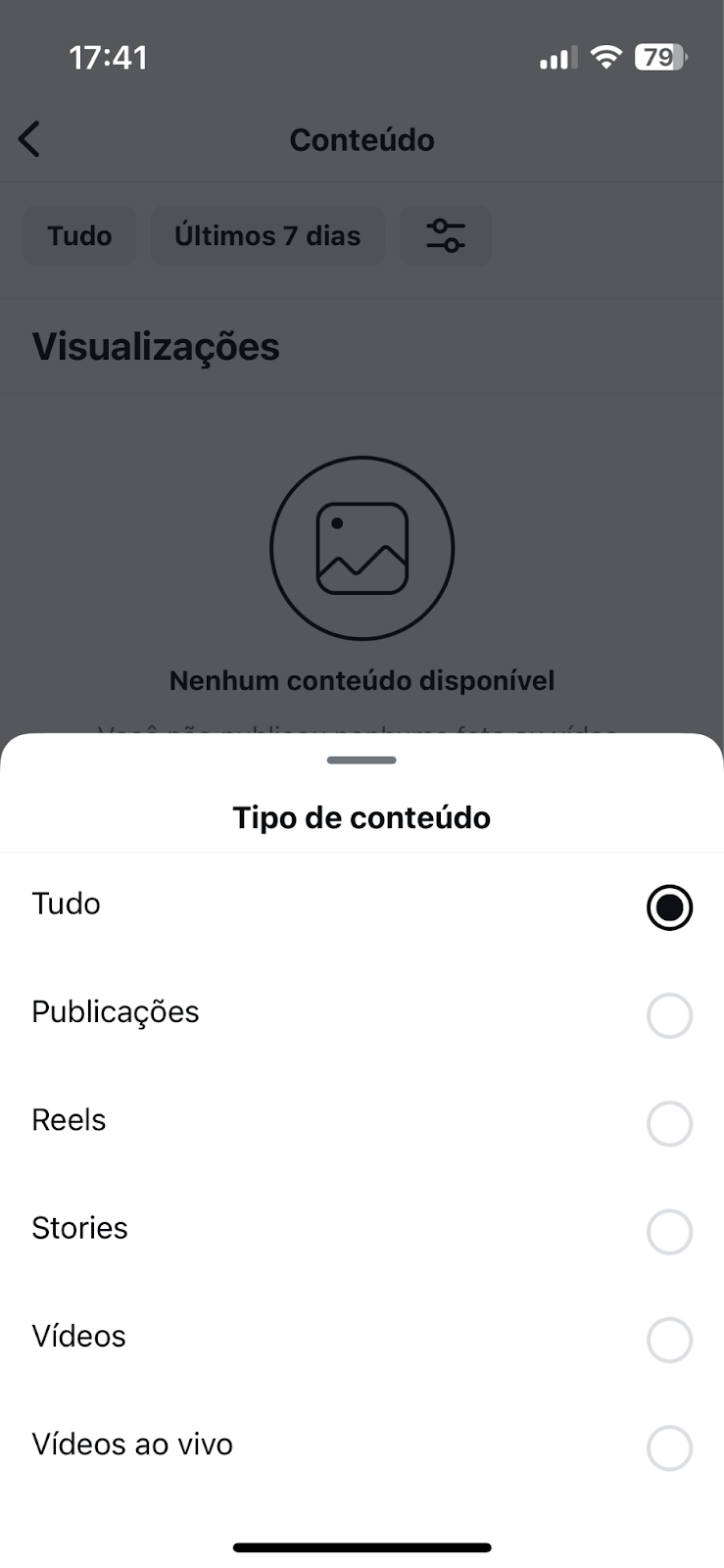 Print de tela do Instagram Insights