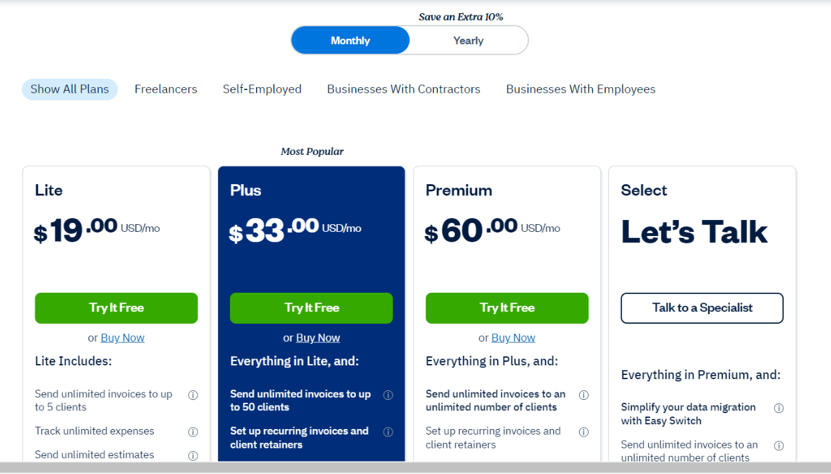 FreshBooks Pricing