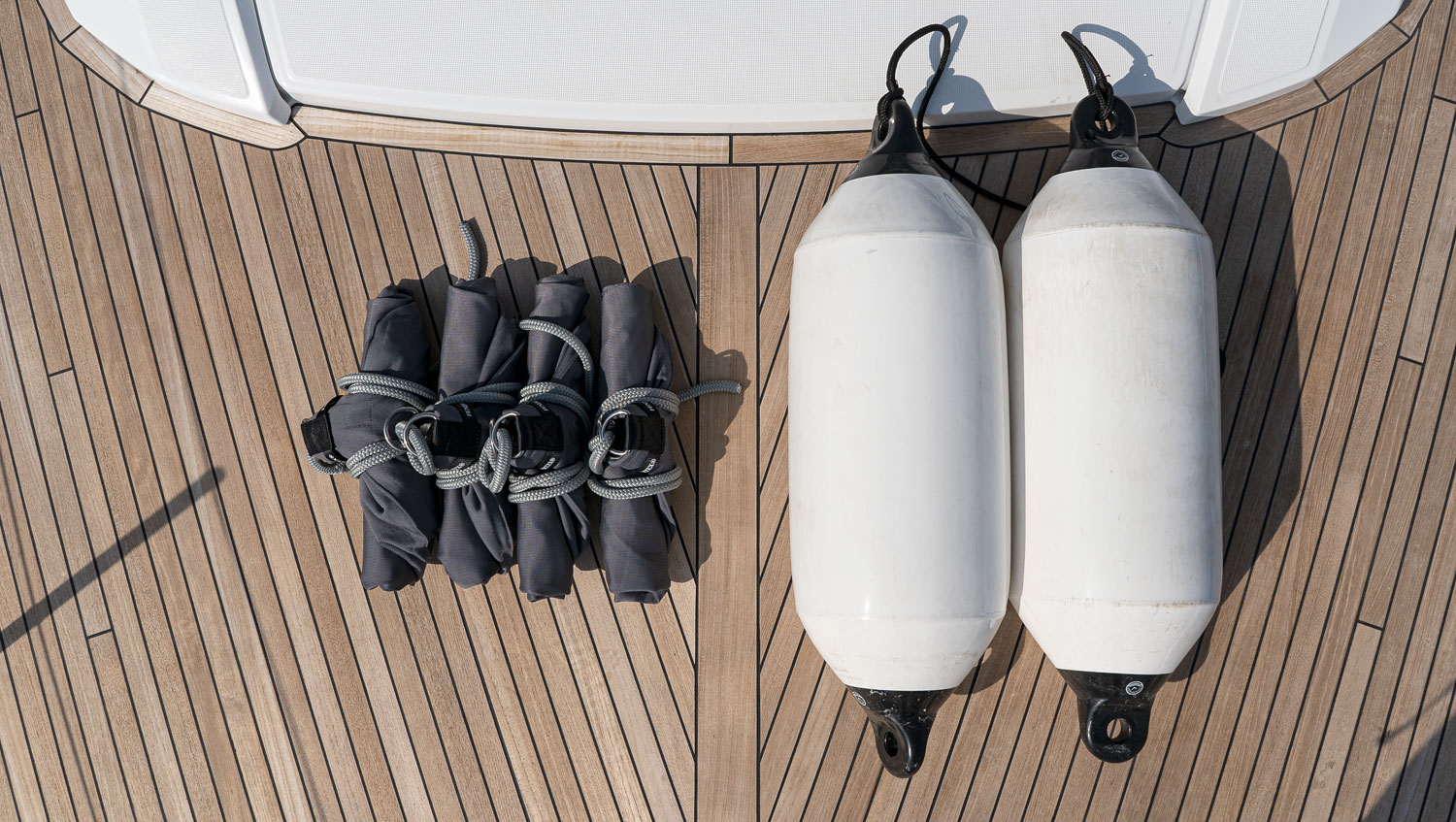 Image of boat fenders stored in a cool, dry place