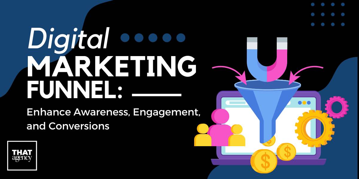 An image that says Digital Marketing Funnel: Enhance Awareness, Engagement, and Conversions