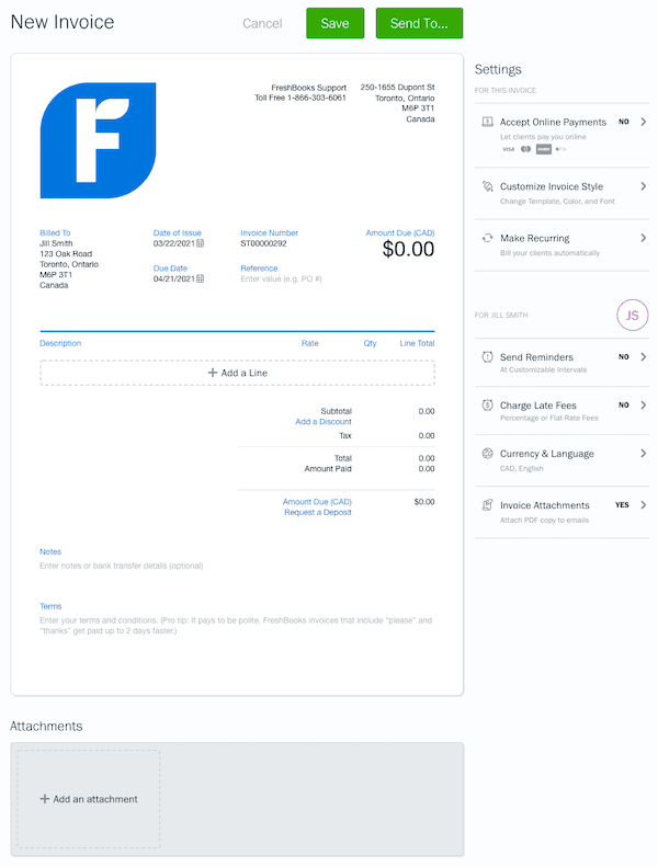 FreshBooks Custom Invoices