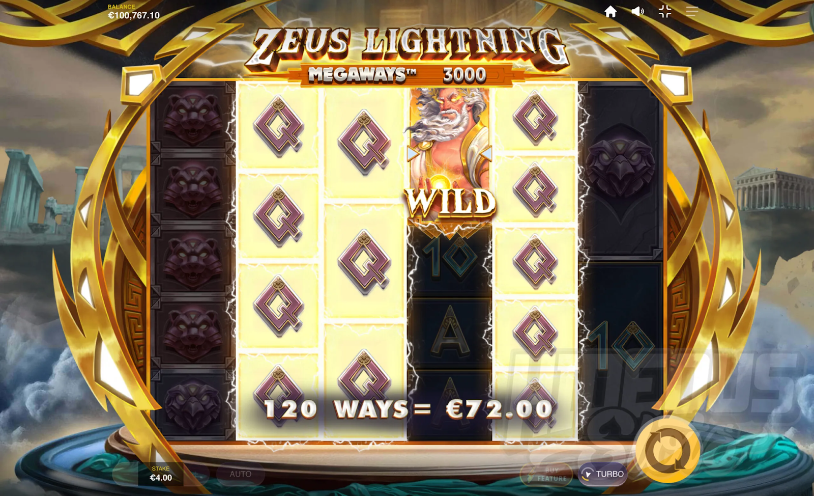 Zeus Lightning Megaways slot gameplay