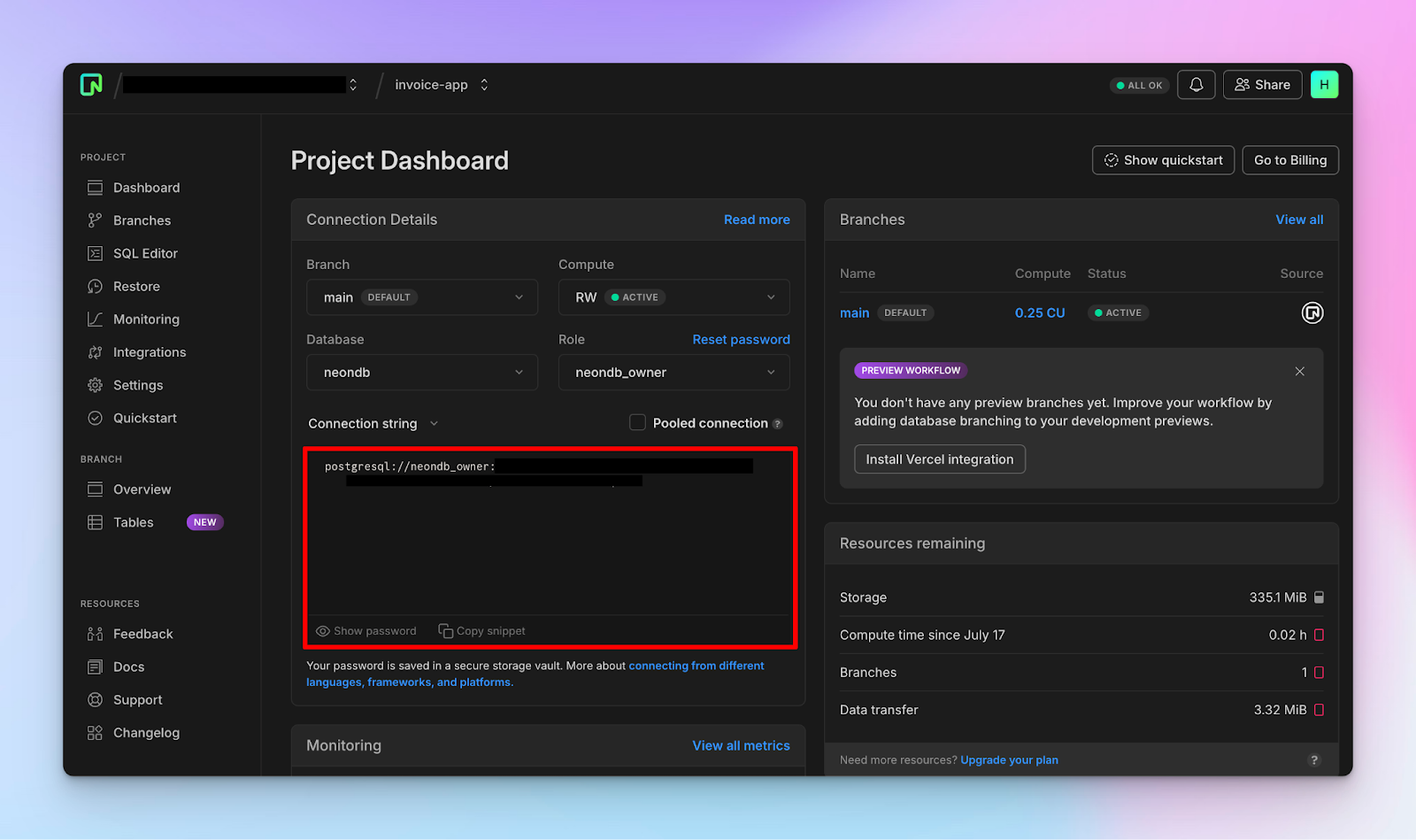 Neon-project-dashboard