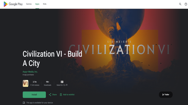 Download Civilization video game from Play Store