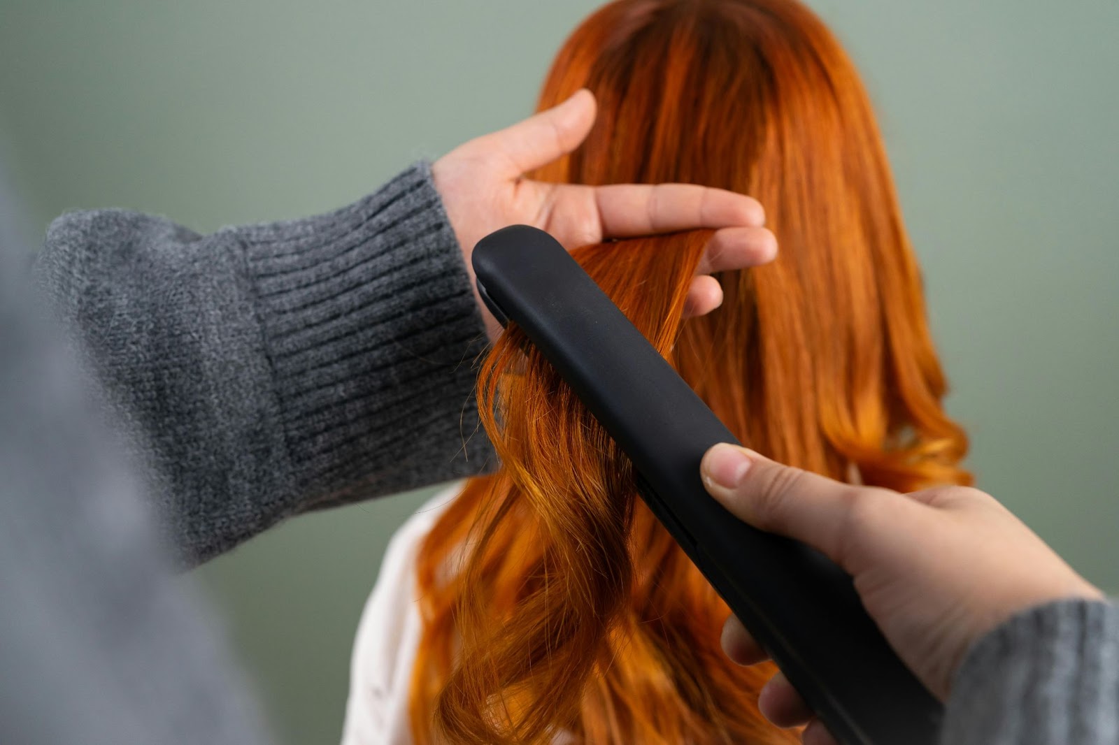 A Professional Styling Long Red Hair with Flat Iron