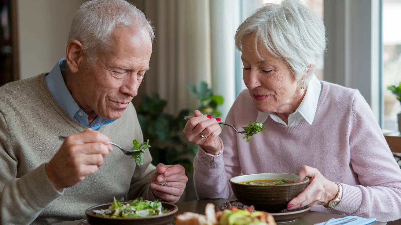 Elderly Couple Eating Healthy