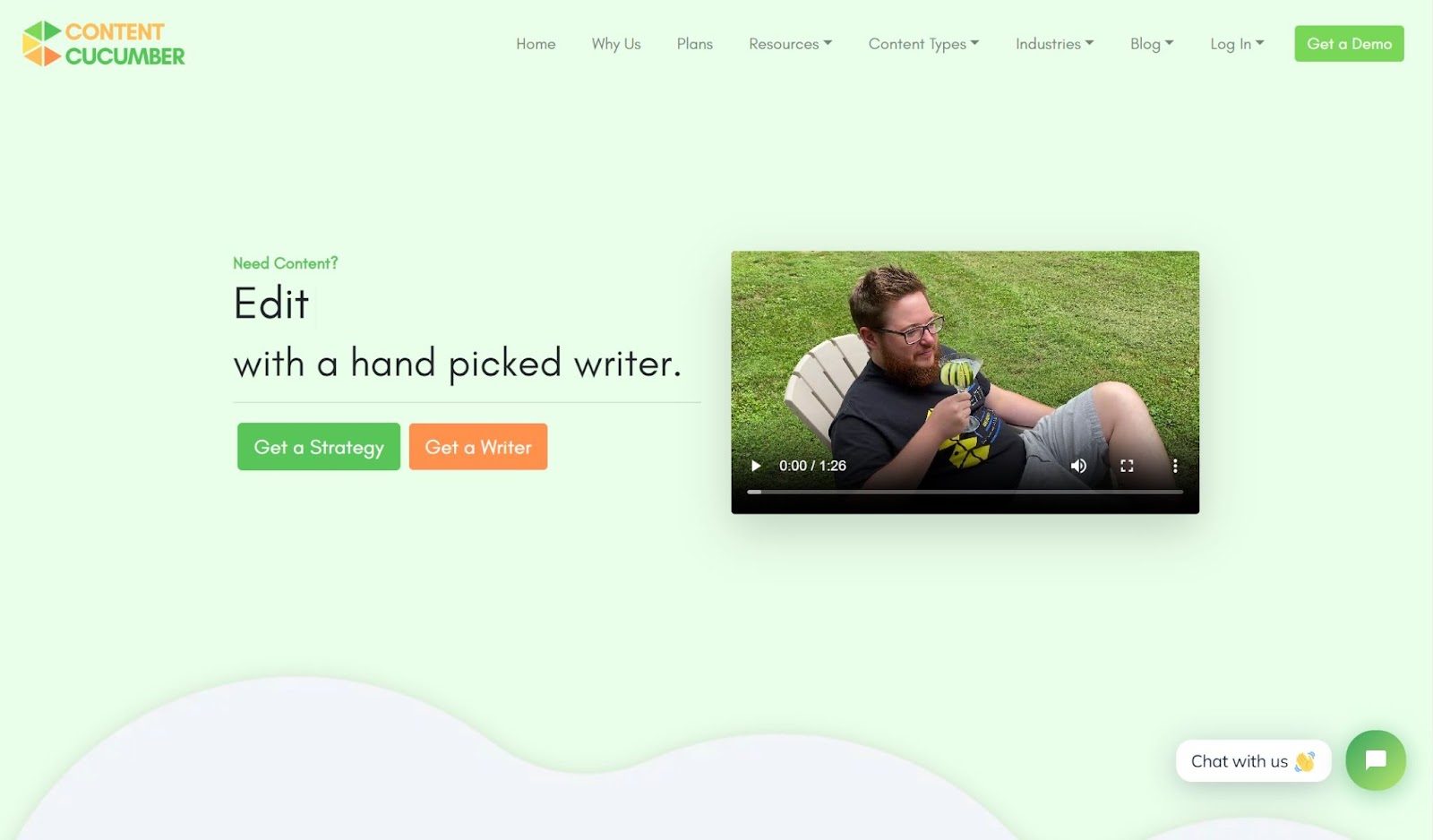 Screenshot of Content Cucumber website