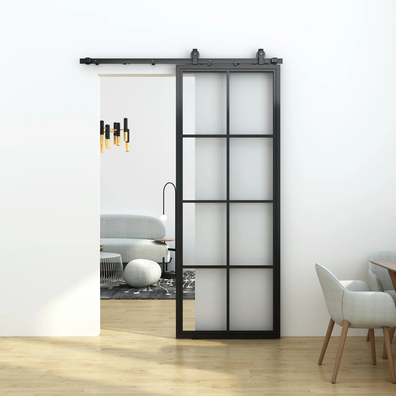 AU Barn Door steel frame glass barn door