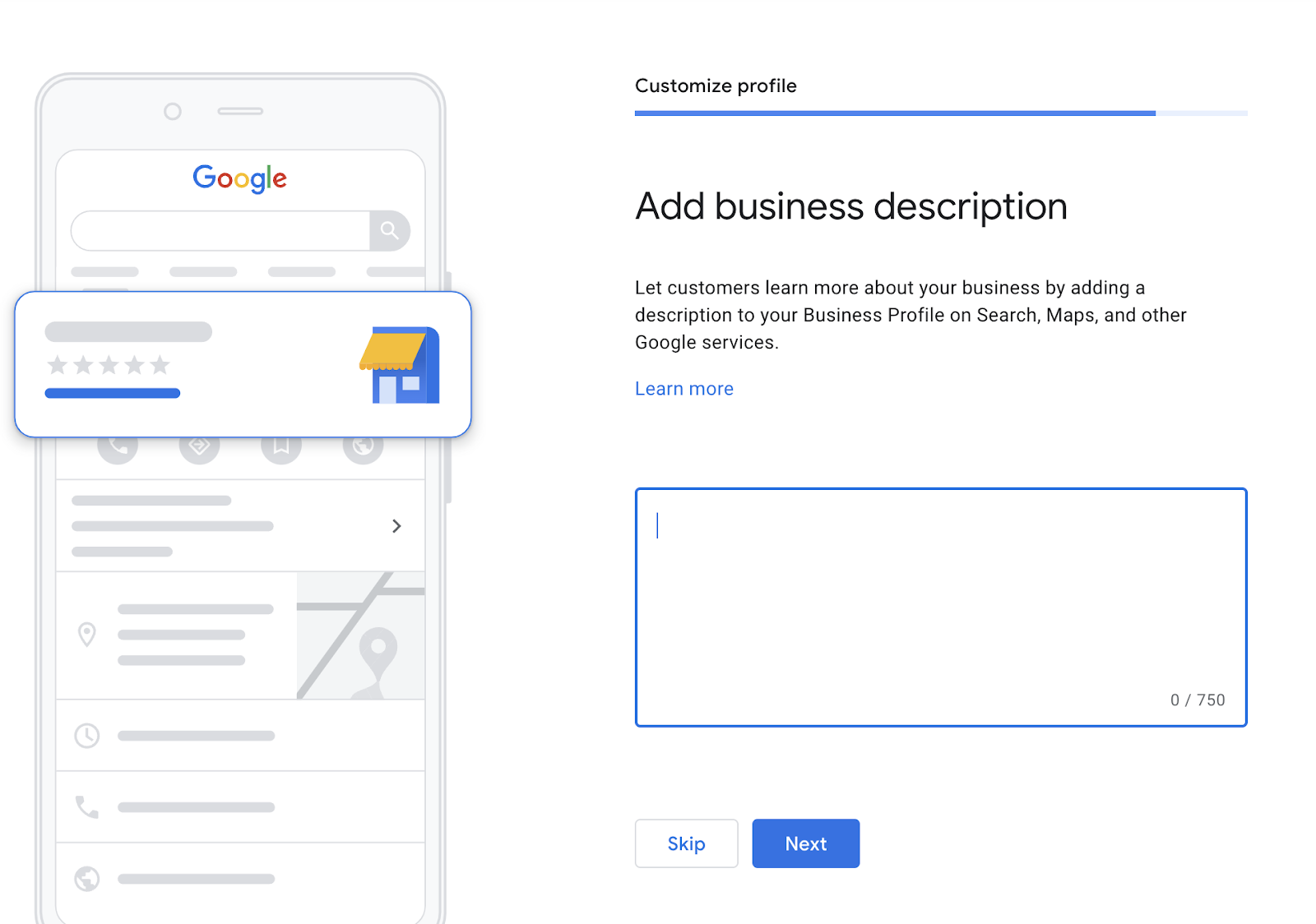 Adding what the business does in google business profile