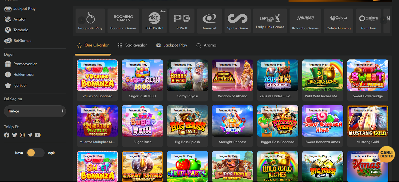 VDCasino casino oyunları