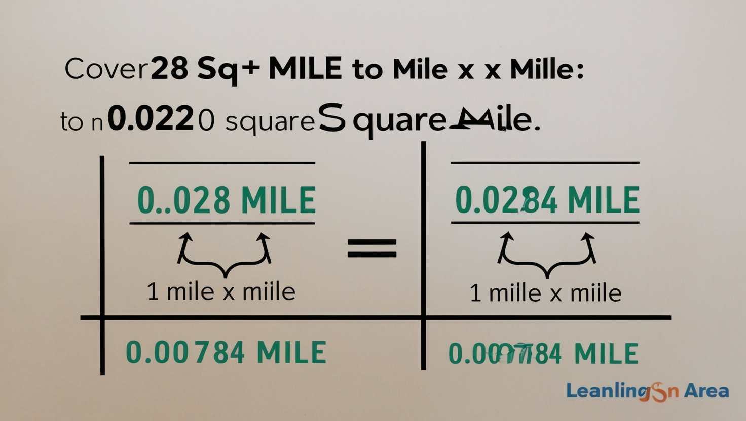 0.028 Sq Mile to Mile x Mile 