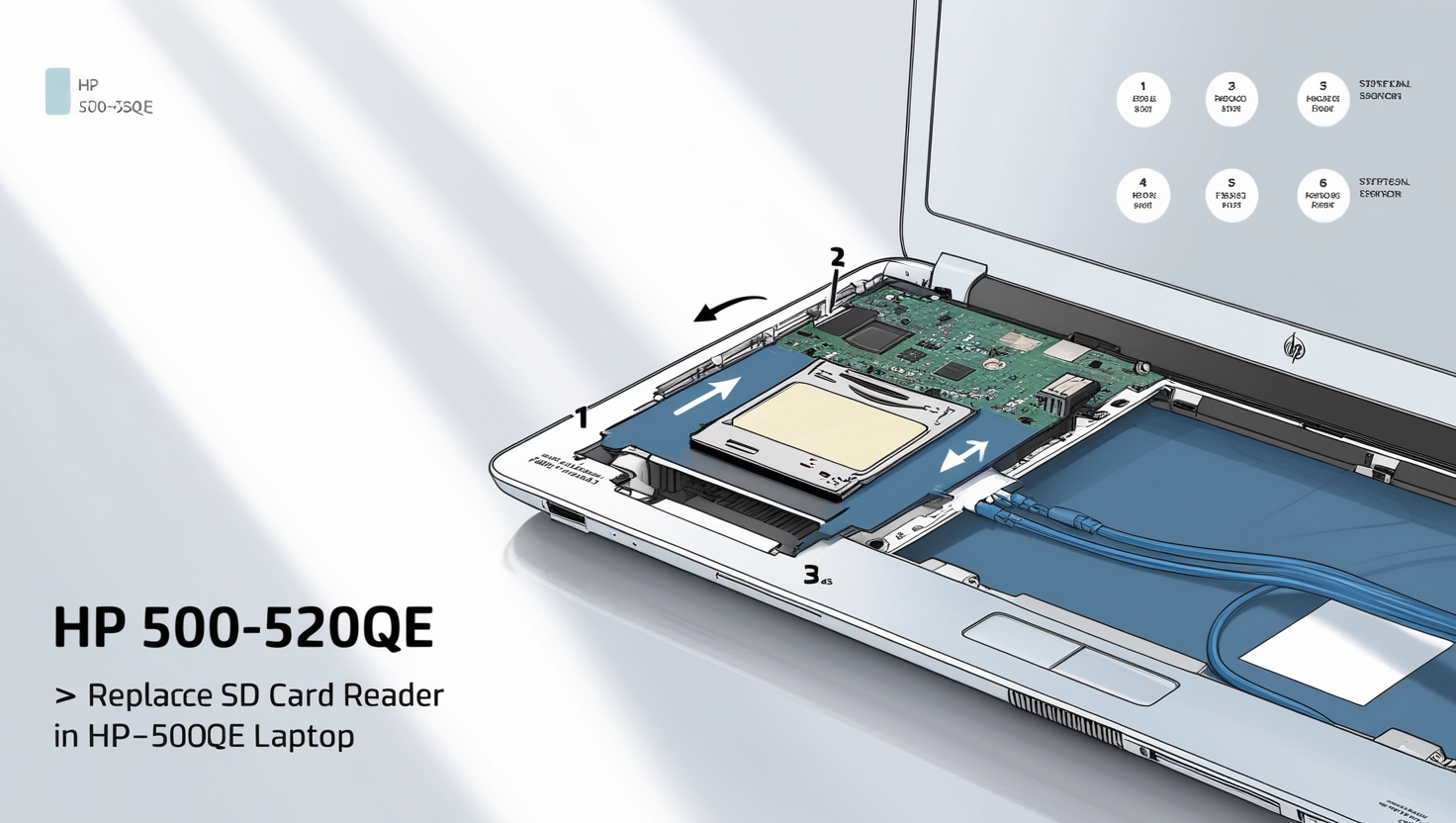 replace sd card reader in hp 500 520qe not working​