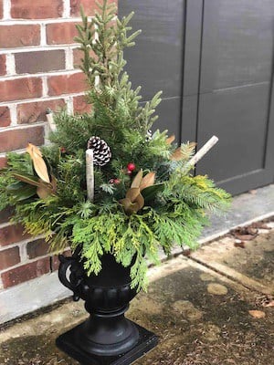 winter porch pots